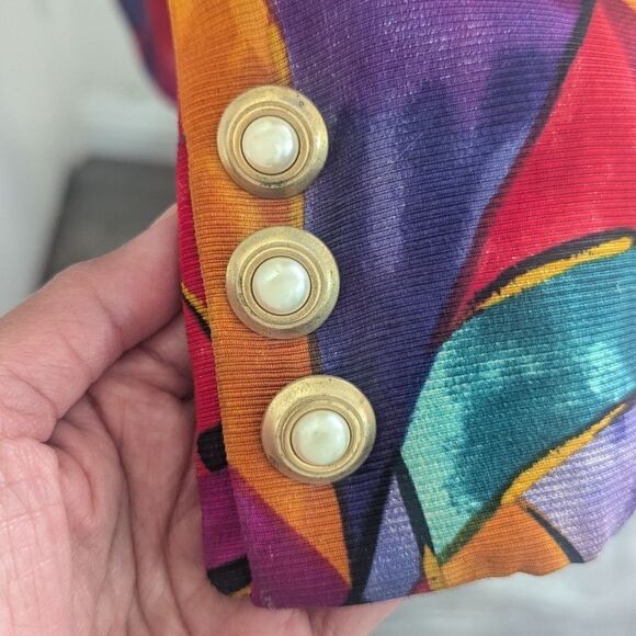 VTG Yarell Rainbow Clowncore Rebel Punk Power Blazer 80s Retro Art to Wear 8 - Picture 7 of 12